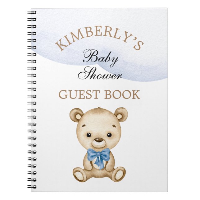 Caderno Espiral Chá de fraldas do Urso de Teddy Menino Personaliza (Frente)