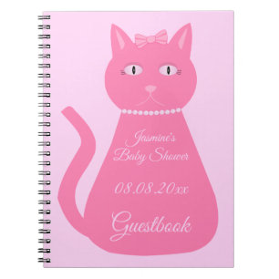 Caderno Espiral Chá de fraldas Personalizado De Gata De Bebê Rosa