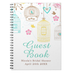 Caderno Espiral Chá de Noiva Floral Elegante em Rosa e Amarelo