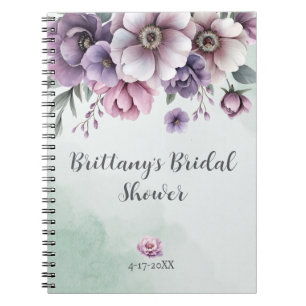 Caderno Espiral Chá de Noiva Lavanda & Verde Floral