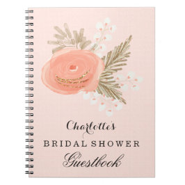 Caderno Espiral chá de panela de marfim blush gold Guestbook