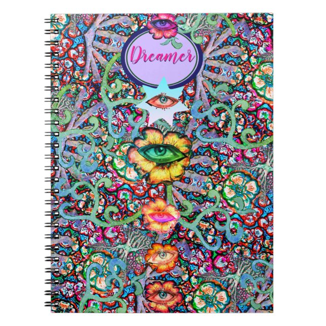 Caderno Espiral Chakra Floral Dreamer Colorida Mística Incomum (Frente)