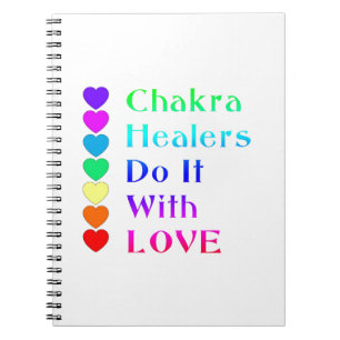 Caderno Espiral Chakra Healers faz isso com amor em cores arco-íri