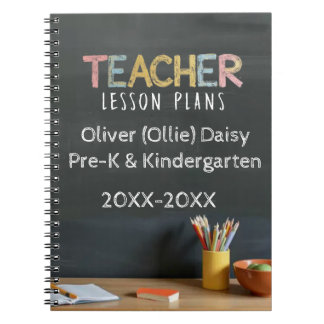 Caderno Espiral Chalkboard-Style Teacher Lesson Plan Notebook