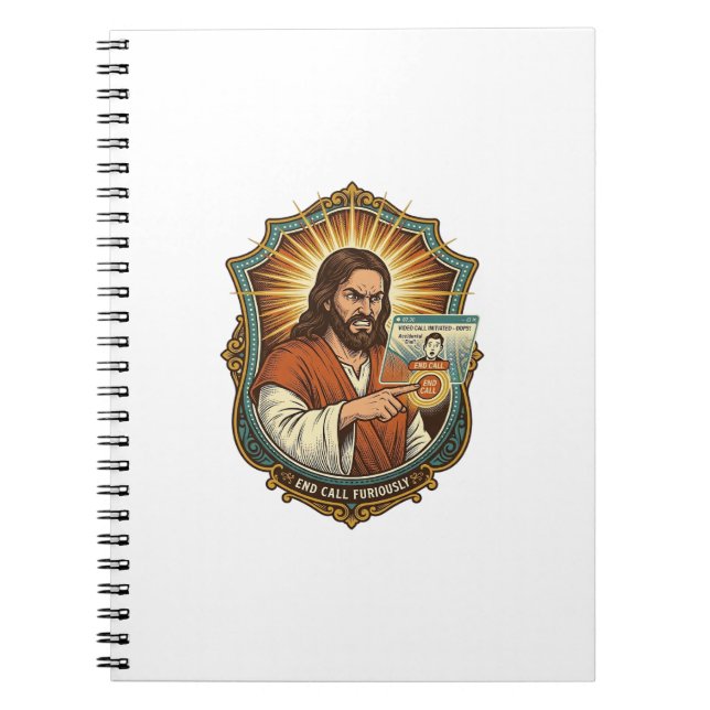 Caderno Espiral Chamada de Vídeo Acidental de Jesus Dispara Pânico (Frente)