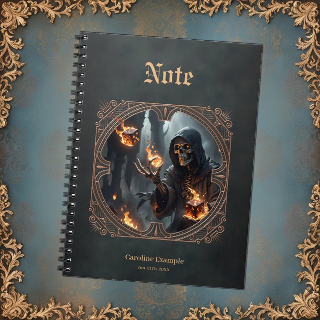 Caderno Espiral Chamas Góticas, a guardiã dos dados queimados (Criador carregado)