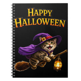Caderno Espiral Chame gatinho bruxa listrado de caprichoso feliz H