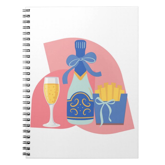 Caderno Espiral Champagne e batatas fritas (Frente)