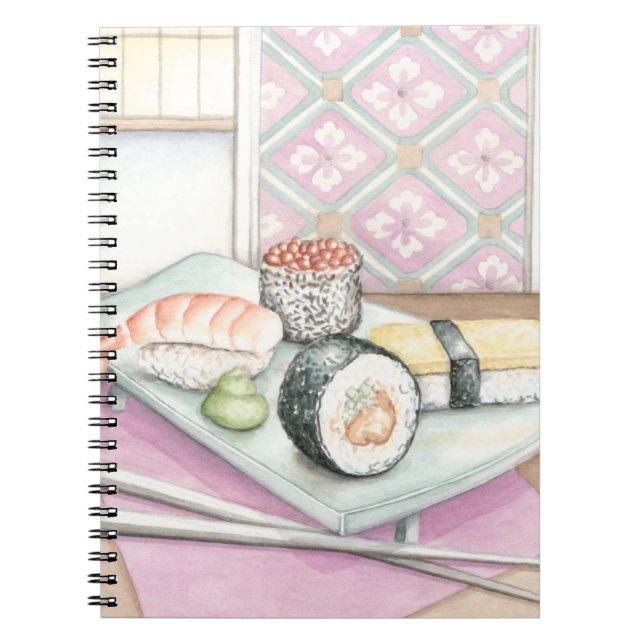 Caderno Espiral Chapa de Sushi com Chopsticks (Frente)