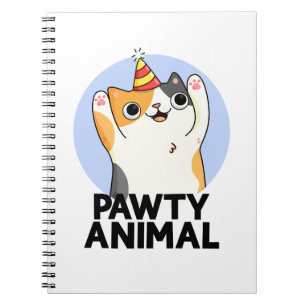 Caderno Espiral Chapéu de Festa Divertido para Animais de Gato Tro