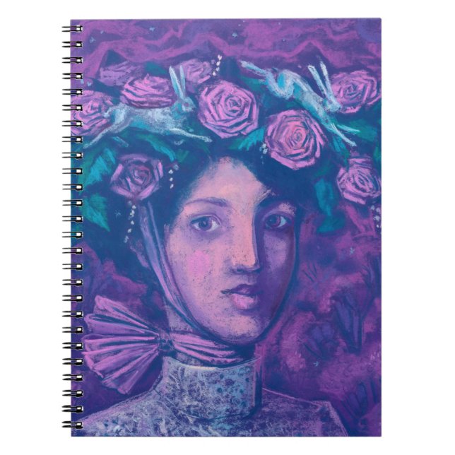 Caderno Espiral Chapéu de Verão, Retrato Surreal Fantasia de Verão (Frente)