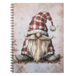 Caderno Espiral Chapéu Xadrez Vermelho Rústico Gnome Nórdico