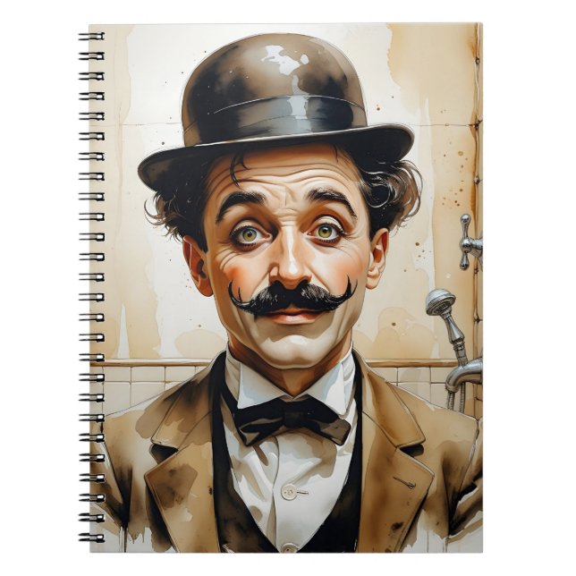 Caderno Espiral charlie chaplin funny in bathroom  (Frente)