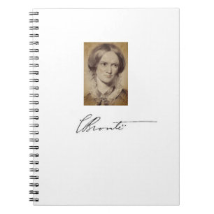 Caderno Espiral Charlotte Brontë - retrato e assinatura