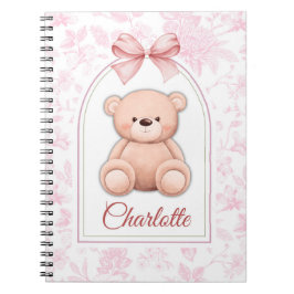Caderno Espiral Charlotte | Design de Enfermeiro de Urso Rosa Pers