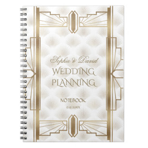 Caderno Espiral Charm Dourado Excelente Gatsby Art Deco Planner de