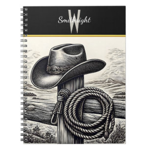 Caderno Espiral Charme Ocidental: Chapéu de Cowboy e Corda Descans