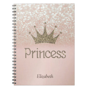Caderno Espiral Charming Tiara, Princesa, Glitter Bokeh