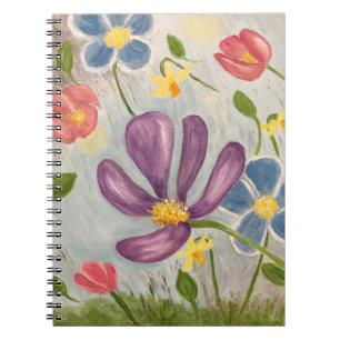 Caderno Espiral Chás de abril. Arte Floral Abstrato