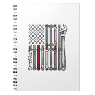 Caderno Espiral Chave de Mecânico Bandeira Desenho Vetorial de Gra