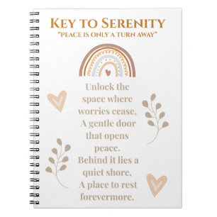 Caderno Espiral Chave do Diário de Serenidade Notebook Inspirado