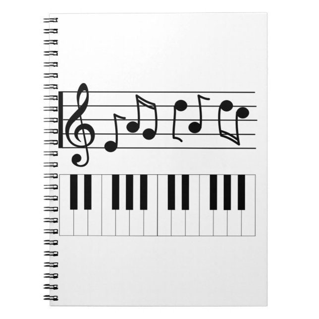 Caderno Espiral Chaves de Piano e Notas Musicais (Frente)