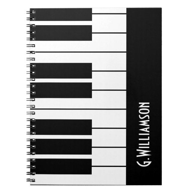 Caderno Espiral Chaves para Piano Musical | Adicione seu nome (Frente)