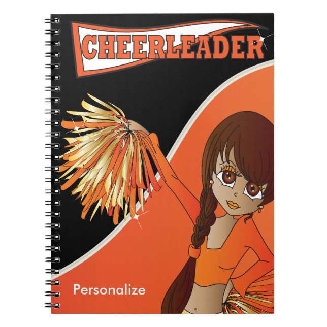 Caderno Espiral Cheerleader de Garota Bonita | DIY Name | Bloco de (Frente)