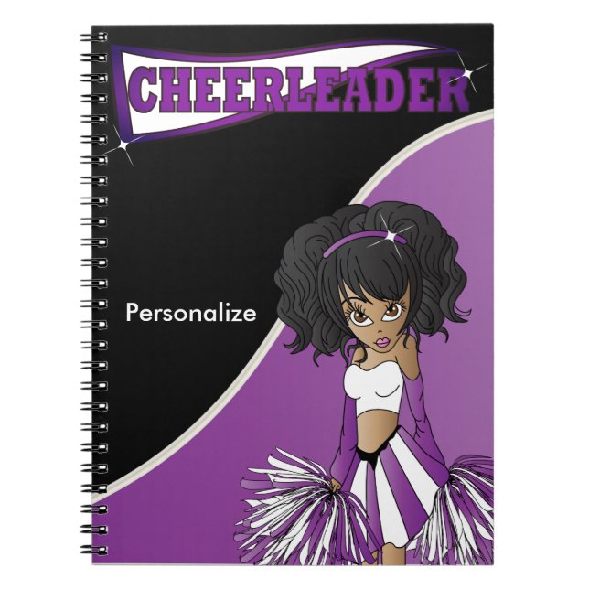 Caderno Espiral Cheerleader | DIY Name | Notebook roxo (Frente)