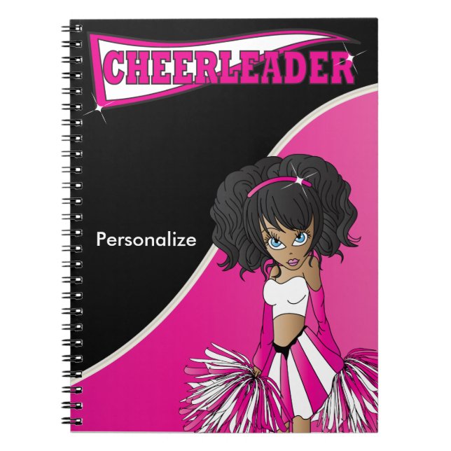 Caderno Espiral Cheerleader | DIY Name | Rosa Quente (Frente)