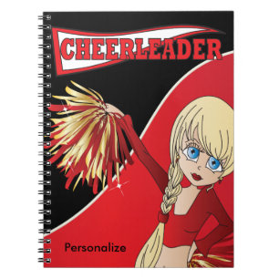 Caderno Espiral Cheerleader DIY Name Vermelho