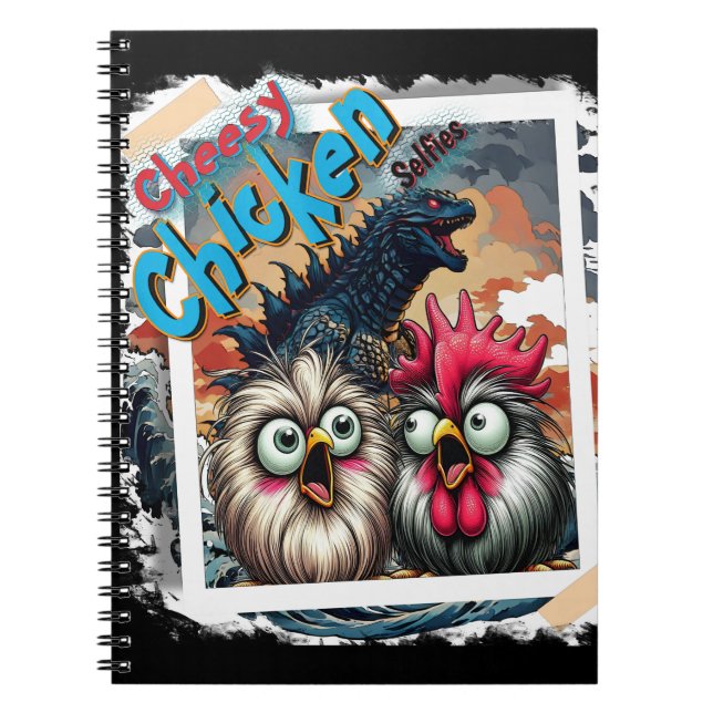 Caderno Espiral "Cheesy Chicken Selfies" T-Rex Spiral Notebook (Ed (Frente)