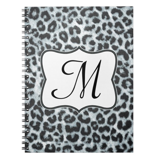 Caderno Espiral Cheetah Spot Monograma Animal Monograma Nota Inici (Frente)