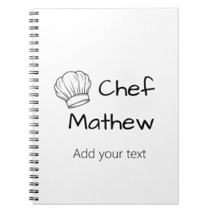 Caderno Espiral Chef cozinheiro adicionar texto nome homens cozinh