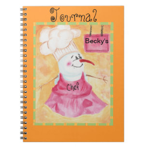 Caderno Espiral Chef de Neve no Diário de Chapéu de Apron & Chef