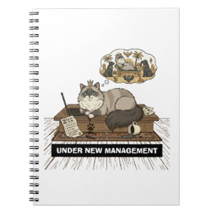 Caderno Espiral Chefe de Gato Engraçado Sob Nova Administração WFH