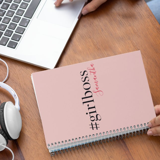 Caderno Espiral Chefe e Nome da Menina Rosa Moderna | melhor prese (Criador carregado)