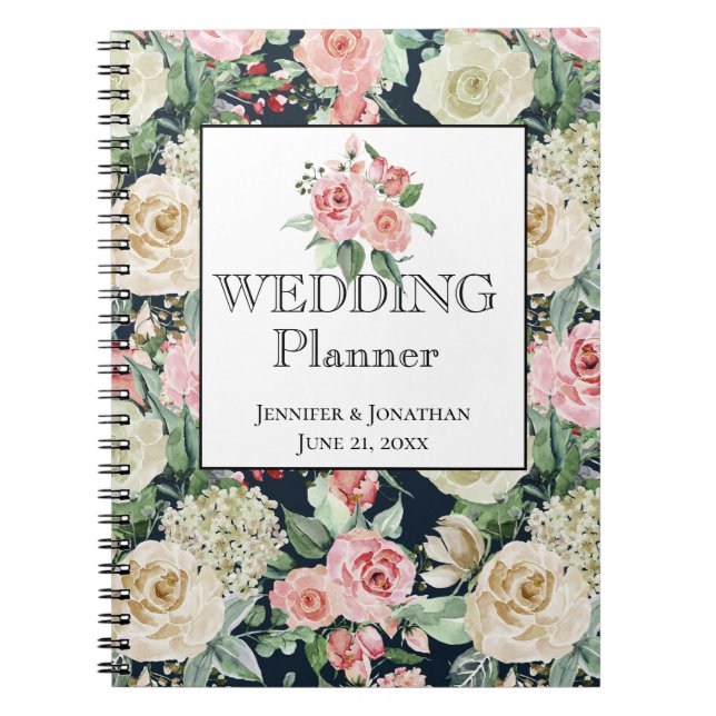Caderno Espiral Cheire os Rosas, Floral Pattern Wedding Planner (Frente)