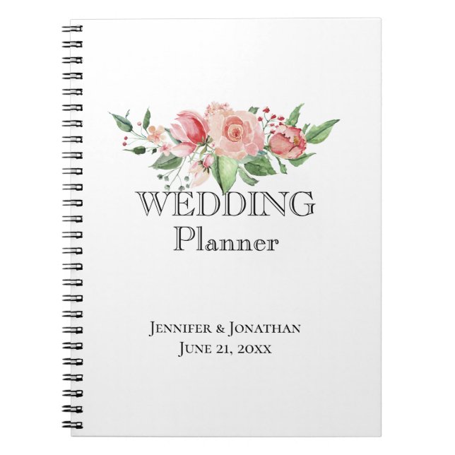 Caderno Espiral Cheire os Rosas, Floral Swag Wedding Planner (Frente)