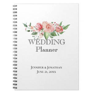 Caderno Espiral Cheire os Rosas, Planeador de Casamento de Swag Fl