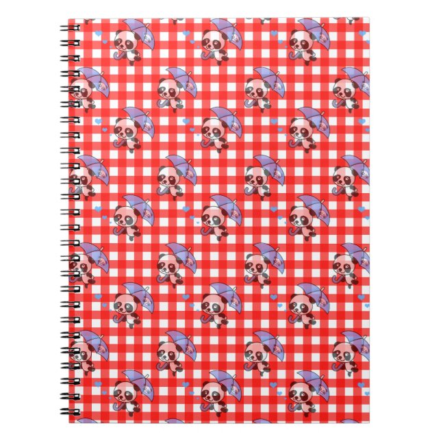 Caderno Espiral Cheque de Gingham Vermelho (Frente)