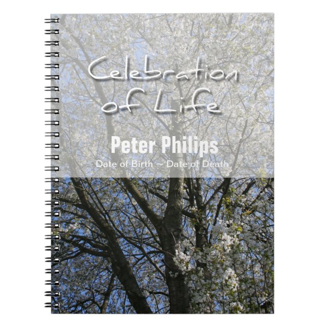 Caderno Espiral Cherry Blossoms Celebração do Livro de Convidados  (Frente)