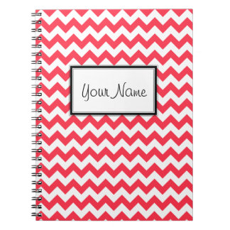 Caderno Espiral Cherry Red Chevron Zigzag