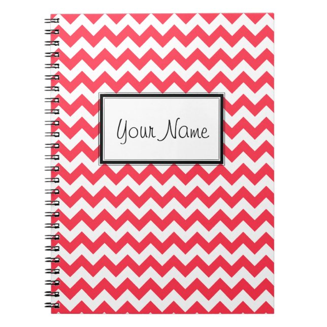 Caderno Espiral Cherry Red Chevron Zigzag (Frente)