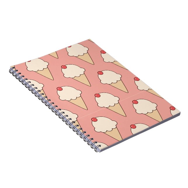 Caderno Espiral Cherry Top Sorvete Cones a Rosa (Lado Direito)
