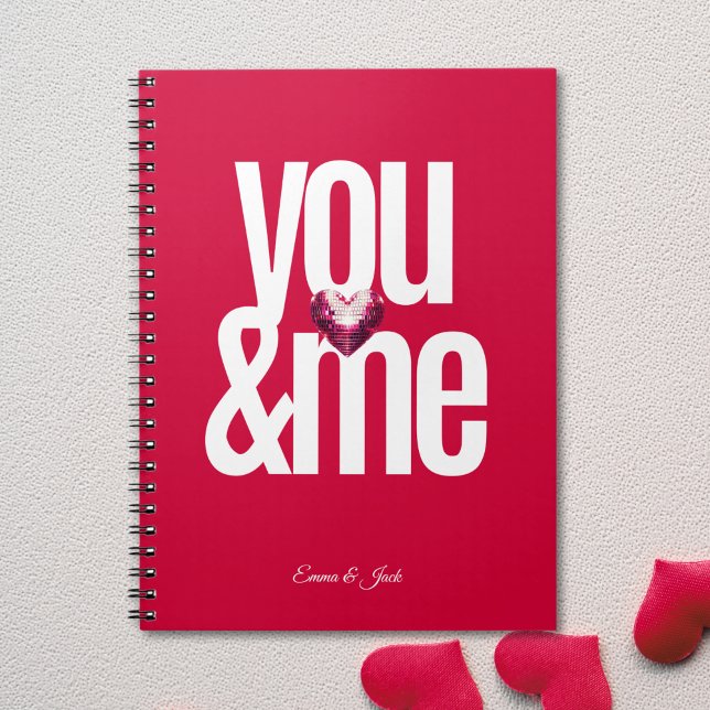 Caderno Espiral Cherry Você e eu, Dia de os namorados Rosa Persona (Cherry You & Me Personalized Pink Valentine's Day Notebook)
