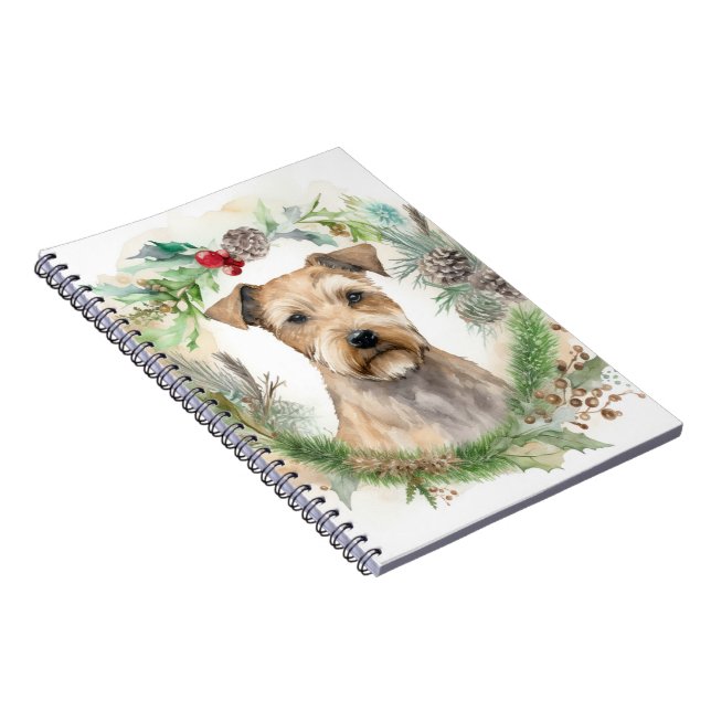 Caderno Espiral Chesapeake Bay Terrier Wreath de Natal Festivo (Lado Direito)