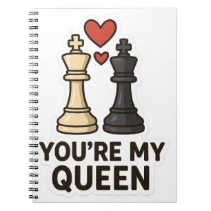 Caderno Espiral Chess Love Sticker - Black & White Kings