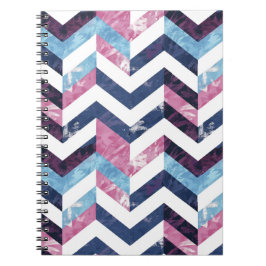 Caderno Espiral Chevron Branco Cor-de-Rosa Azul