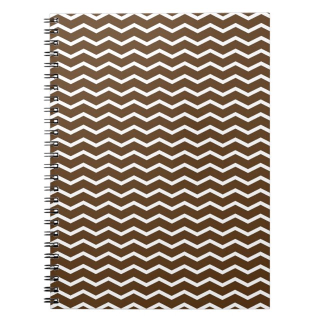 Caderno Espiral Chevron castanho chocolate e branco Pt68 (Frente)
